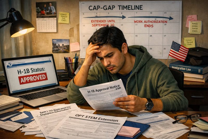 When Cap-Gap Ends Immediately: Rejection, Denial, Withdrawal, Consular Processing, and What F-1 / OPT / STEM OPT Students Should Do