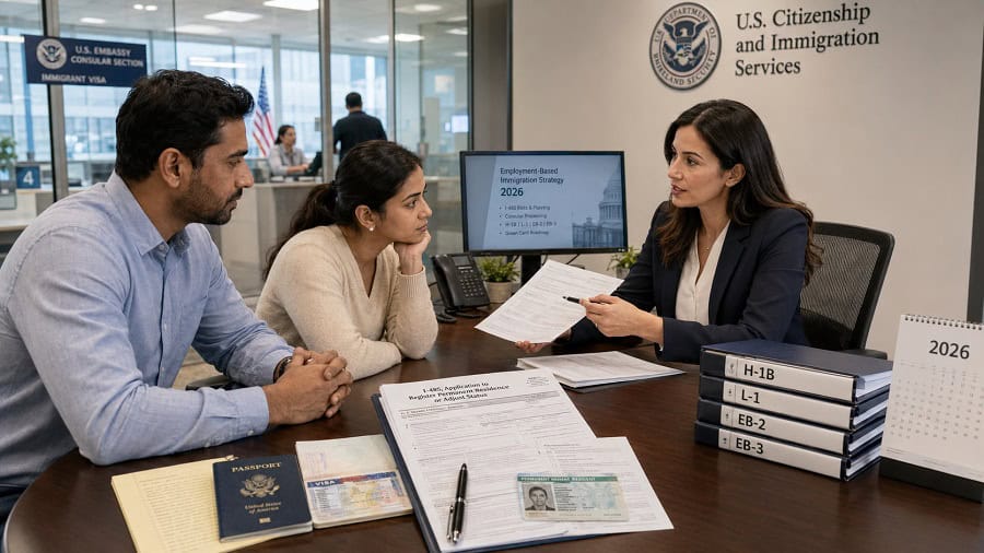 USCIS employment-based immigration consultation related to PM-602-0199 and Form I-485 strategy
